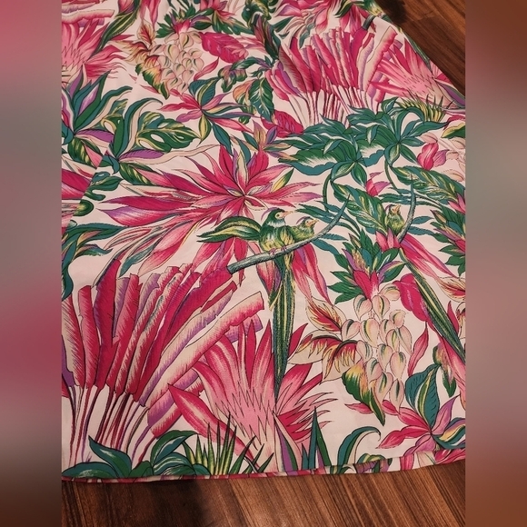 Vtg Pykettes Hawaiian Floral Bird Midi Skirt with Pockets - Picture 3 of 11